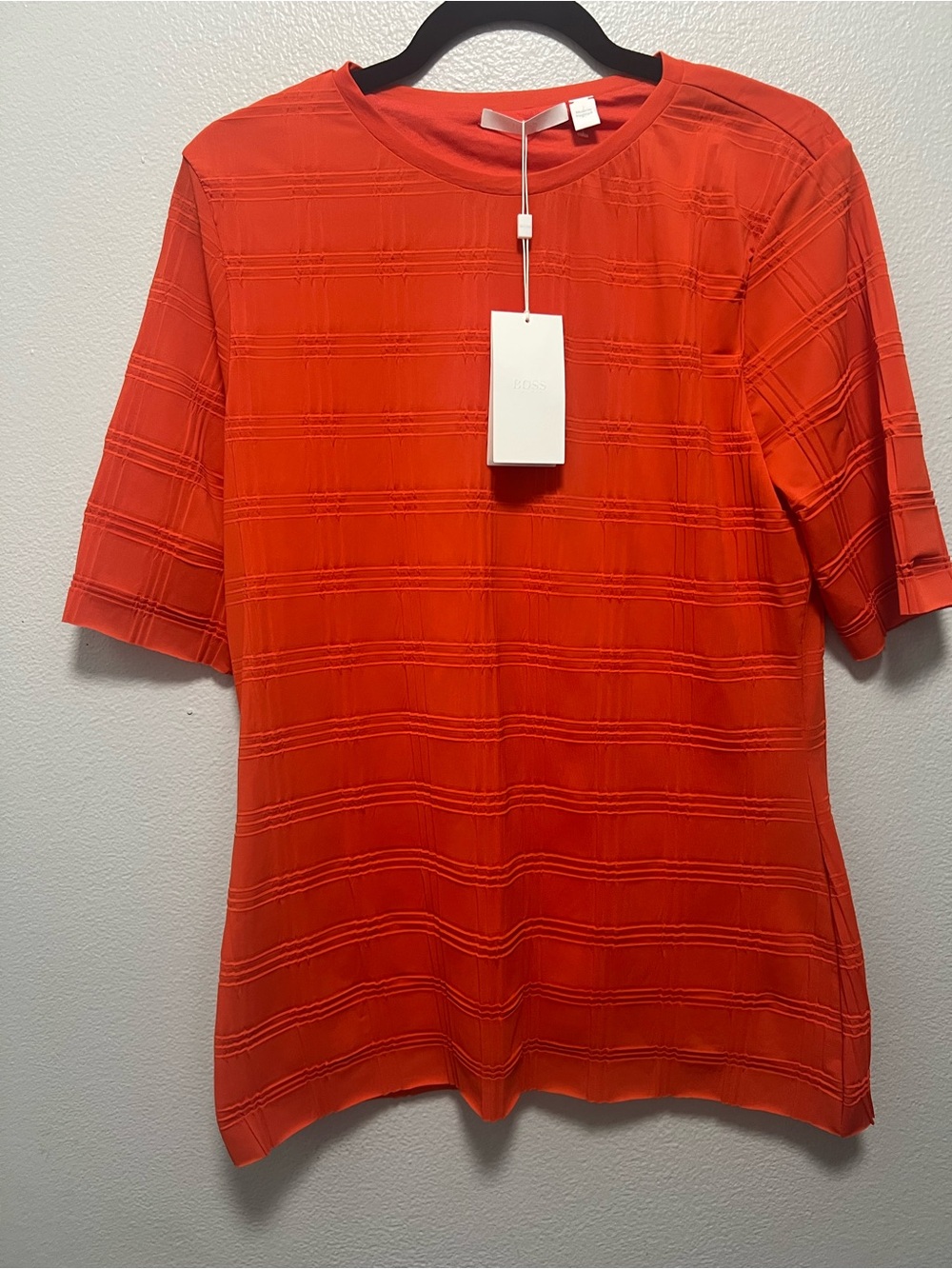 BOSS Etuana Women’s Textured Knit Top Orange Size XL NWT
